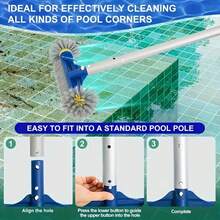1pc Round-End Pool Brush, Pool Brush Head For Inground/Above Ground Pools, Spa, Hot Tub, High-Efficiency Pool, Scrub Brush Fits Standard Pool Pole, Poles Not Included - Multicolor - View 5