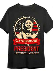 One Piece, 100% Cotton, Retro T-Shirt With Exquisite Clayton Bigsby   Letter Print, Short Sleeve Printed T-Shirt For Couples, Pure Cotton Short Sleeve Crew Neck Urban Style T-Shirt, Modern And Fashionable, Holiday Gift VQBH - 黑色 - 查看 1