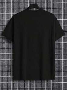 Camiseta estampada de moda informal, versátil, transpirable, de gran tamaño para mujer. - Negro - Ver 2