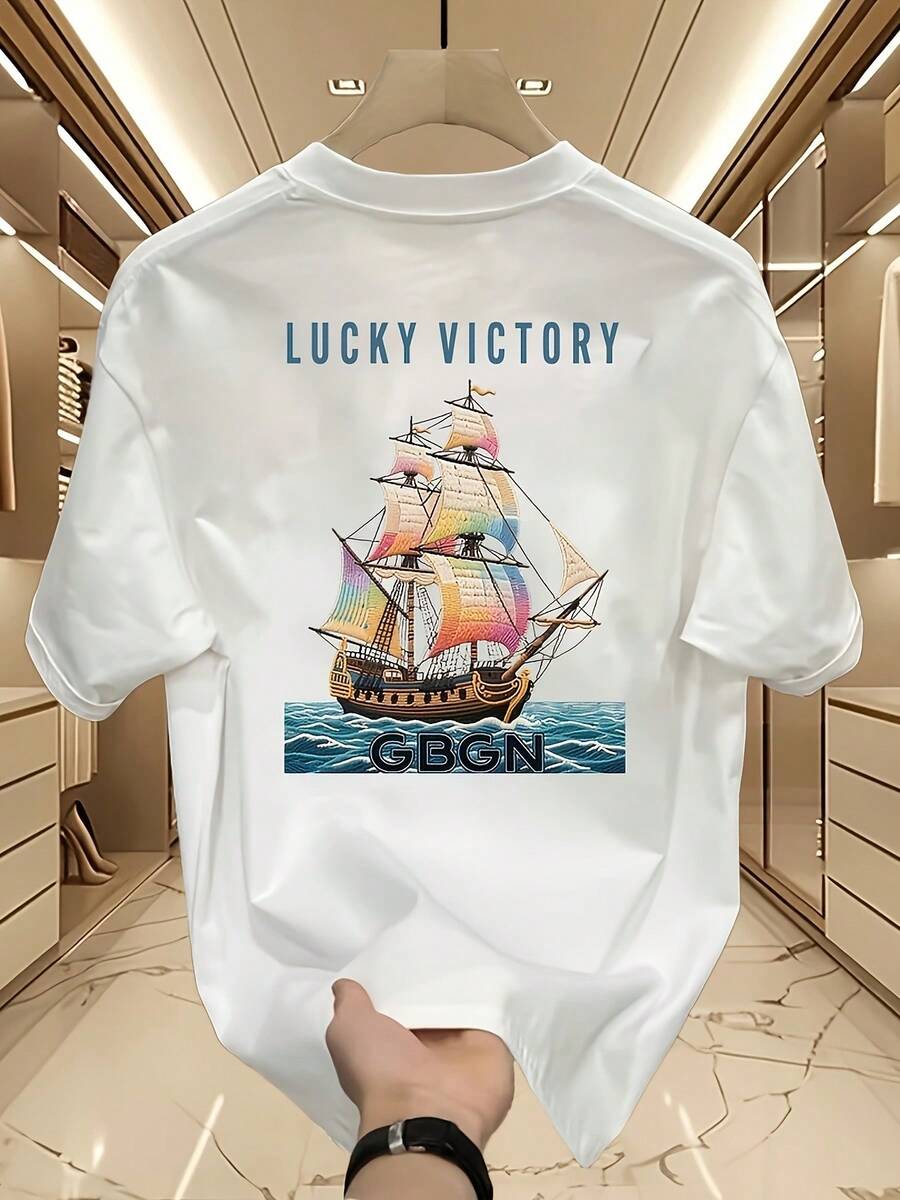 Nueva camiseta de manga corta para mujer de 180g,% algodón - Camiseta casual versátil con estampado de verano para hombre - Camiseta con estampado de verano para parejas - Unisex - Regalo para vacaciones - Blanco - Ver 1