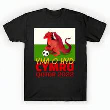 Wales Qatar World Cup 2022 T-Shirt unisex de la de algodón puro de alta densidad de 220 g. C-AmiS-eta uniS-ex 100 % aL-Godón de - Tejido de alta densidad. Apta para todo tipo de perS-onas, ya sean mujeres o hombres. Tejido duradero de alta C-Alidad apto para todas las estaciones, suave al tacto pero duradero. Tops transpirables. Conjuntos de otoño para mujer. Conjuntos de vaC-Aciones para mujer. Disfraz de Halloween para mujer. - Negro - Ver 1