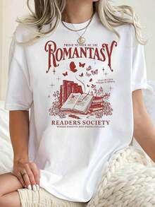Creative And Fun T-Shirt With  Prints, Short Sleeve For Women, Minimalist Casual Sporty Style, Comfortable Summer Vacation Wear. Standard Casual T-Shirt For Women, Breathable And Lightweight Short Sleeve. - 白色 - 查看 7