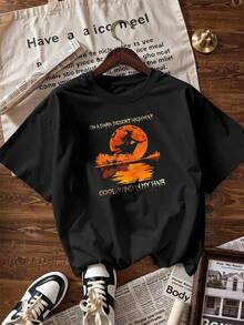 Vintage And Adventurous Style Short-Sleeved T-Shirt,  Short-Sleeved T-Shirt For Spring And Summer 2026, Made In Mexico, 180 Grams. Cartoon Print, Couple Design, Suitable For Indoor Or Outdoor Wear. Crew Neck, Unisex, Ideal For Office And Leisure. One-Pack. - BK-P631577SLNDXZGY495 - 查看 4