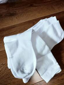 5 Pairs Summer New Back To School White Knee High Socks, Children Long Tube Socks For Spring, Summer, Autumn, Winter, Suitable For 3-5-7-9-12 Years Old Boys And Girls, School Uniform Socks, Graduation Photo Socks, Outdoor Sports Soccer Socks - White - View 7