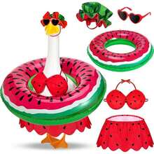 Hawaiian Porch Goose Decor, Suitable For 23 Inch Goose Statue Summer Bikini Goose Outfit With Hat, Fashion Glasses And Swim Ring, For Concrete Yard Decoration (Goose Statue Not Included) - A - 查看 8