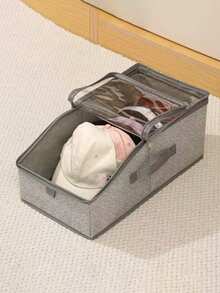 2/1 Stück faltbare staubdichte Stoff-Aufbewahrungsbox, große Kapazität stapelbarer Kleiderschrank-Organizer mit Reißverschluss und weißem & rotem Etikett, multifunktionaler faltbarer Sortierbehälter, platzsparend, geeignet für Baseballkappen, Kleidung, Plüschspielzeug, Heimschrank-Aufbewahrungsprodukte - Verschiedenfarbig - Übersicht 7