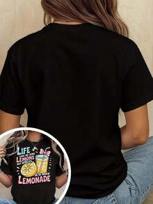 Novedad 2026: Ropa de Primavera, Primavera, Blusas de Mujer, Blusa Linda, Camiseta Divertida de Fe Cristiana para Mujer - Diseño con Versículo Bíblico "La Vida Me dio Limones, Pero Jesús Hiz - Negro - Ver 3