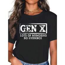 [100% Cotton] Unisex 100% Cotton T-Shirt With Funny And Sarcastic Phrase: Gen X, Many Memories, No Proof. T-Shirt For Men And Women, Fashionable T-Shirts, Tops,  T-Shirts, Comfortable T-Shirt. - 黑色 - 查看 5