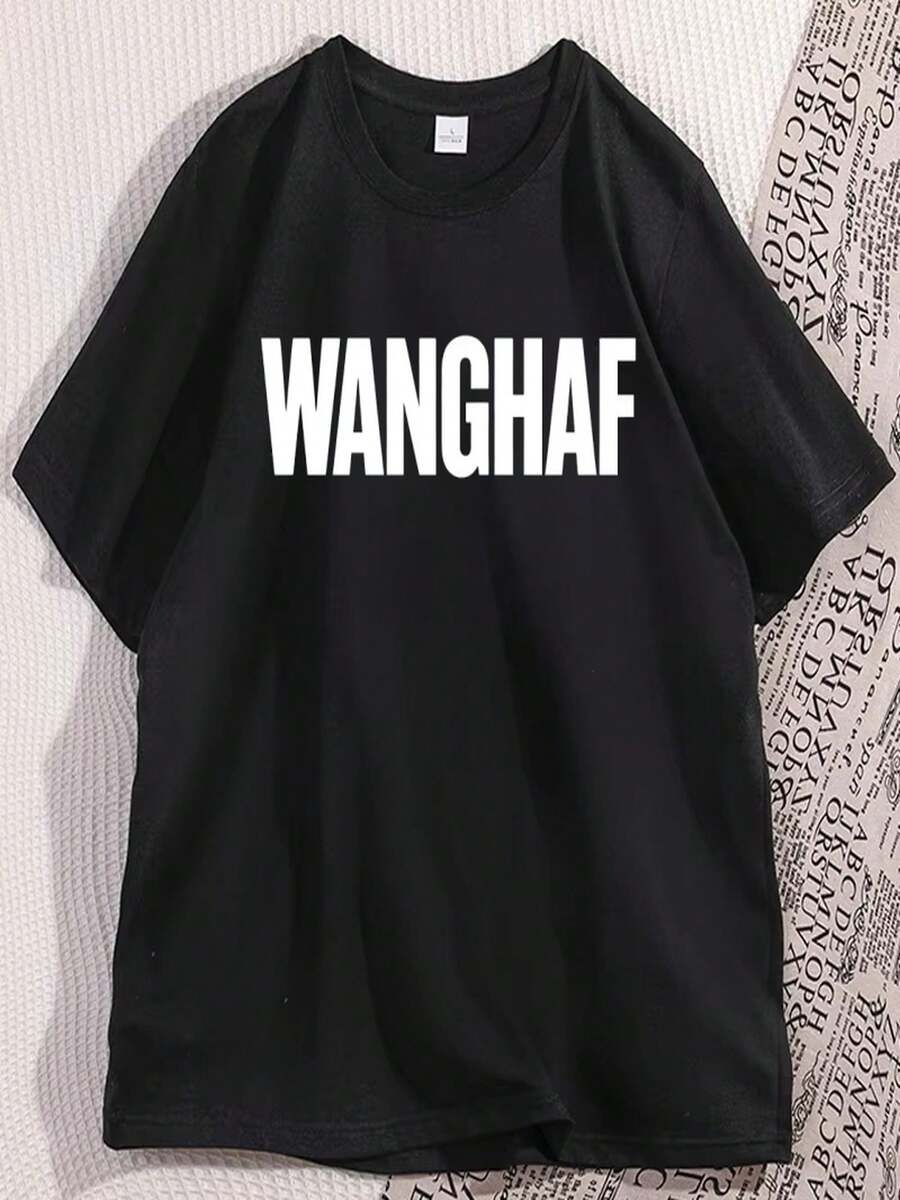 WANGHAF Women's  Print T-Shirt, Funny And Humorous T-Shirt, Women's Clothing, Pure Cotton Short Sleeve T-Shirt, Urban Style, Y2K Designer Clothing. - 黑色 - 查看 1