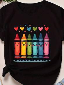 Camiseta de Mujer con Corazones y Recortes de Corazón - Rosa Pastel, Verde, Amarillo, Naranja, Rojo, Morado, Marrón - Negro - Ver 8