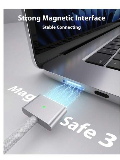 适用于 MacBook 的 140W USB-C 转磁吸 3 数据线，6.6 英尺尼龙编织，也适用于 2024 款 MacBook Pro 14 英寸/16 英寸 M4、MacBook Pro 14 英寸/16 英寸、MacBook Air 13 英寸/15 英寸手机充电器，本地仓库商品