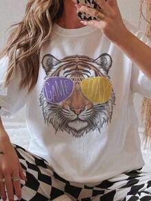 Tigers Match Day Jersey, Purple And Gold, Unisex | Retro Tiger Graphic Jersey | Soccer Match Day Jersey | Sports Fan Jersey | College Match Day Apparel - 白色 - 查看 8
