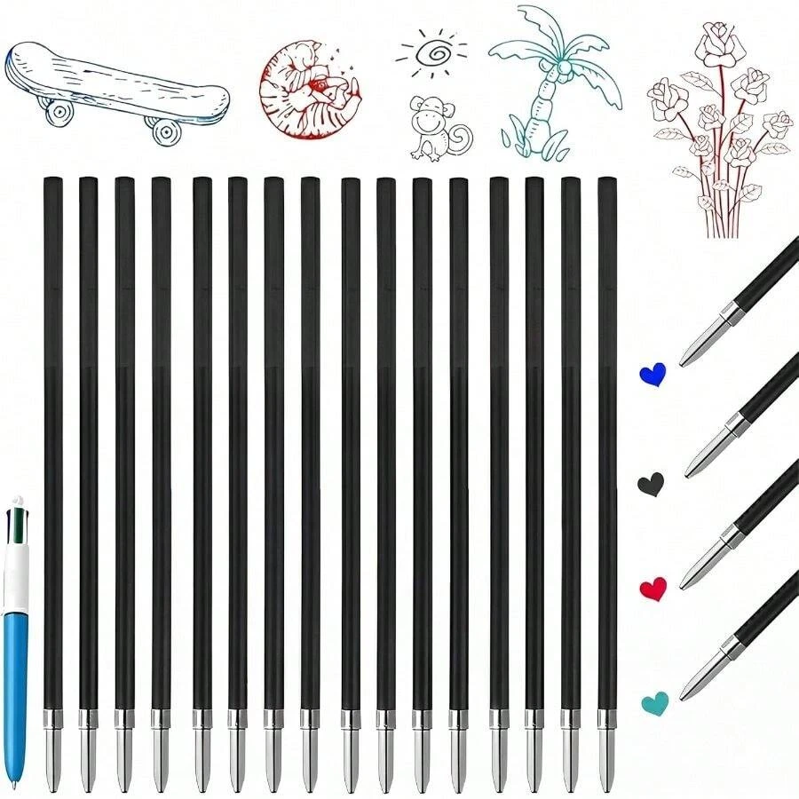 Smooth Writing Replacement Refills For BIC 4 Colours Pens Refill 16 Items, Ideal For Office, School Home Use, Long-Lasting Ink Flow, Reliable Everyday Writing Supplies(Black, Red, Green, Blue) - 預設 - 查看 1