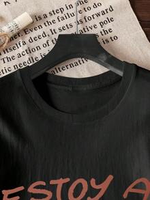 Camiseta de manga corta casual con cuello redondo y estampado lindo de amante del café para mujer, ajuste regular, color  de verano-Vintage Street Style Unisexoose Cotton Short Sleeve Crew Neck T-Shirt - Negro - Ver 3