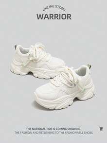 WARRIOR 1双女士运动低帮网面休闲鞋，厚底厚底运动鞋 - 米綠 - 查看 5