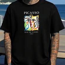 Printed T-Shirt For Men And Women - 黑色 - 查看 1