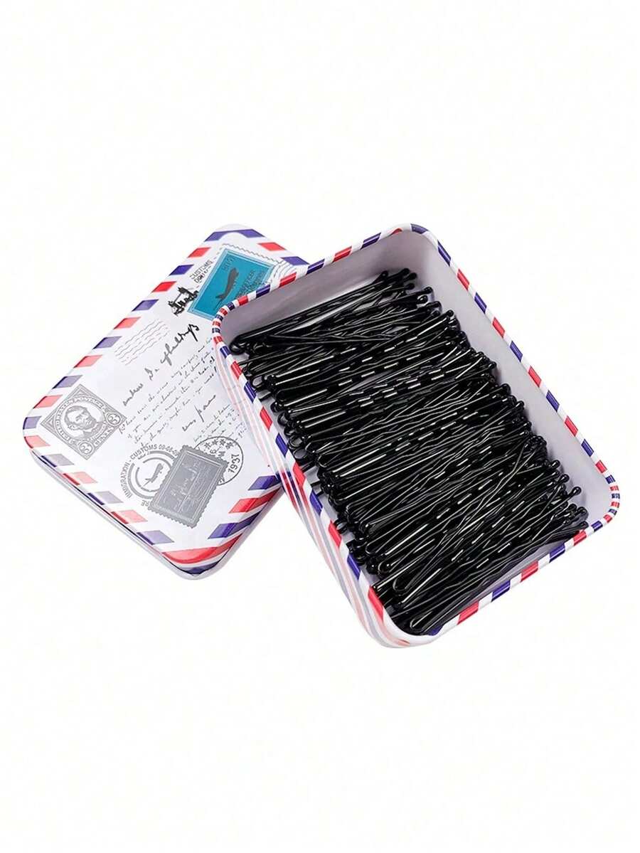 100pcs/Box Women's Hair Clips, Basic Wave Design, Classic T-Shape Design, Black, Suitable For Daily Use. Hair Clips,Claw Clips - Multicolor - View 1