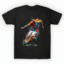 Football Kick T-Shirt unisex de la de algodón puro de alta densidad de 220 g. C-AmiS-eta uniS-ex 100 % aL-Godón de - Tejido de alta densidad. Apta para todo tipo de perS-onas, ya sean mujeres o hombres. Tejido duradero de alta C-Alidad apto para todas las estaciones, suave al tacto pero duradero. Tops transpirables. Conjuntos de otoño para mujer. Conjuntos de vaC-Aciones para mujer. Disfraz de Halloween para mujer. - Negro - Ver 1