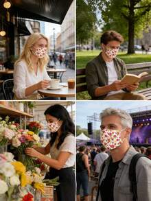 10 piezas Mascarillas faciales desechables con patrón floral colorido, de 3 capas, suaves, transpirables y cómodas para uso diario - Multicolor - Ver 11