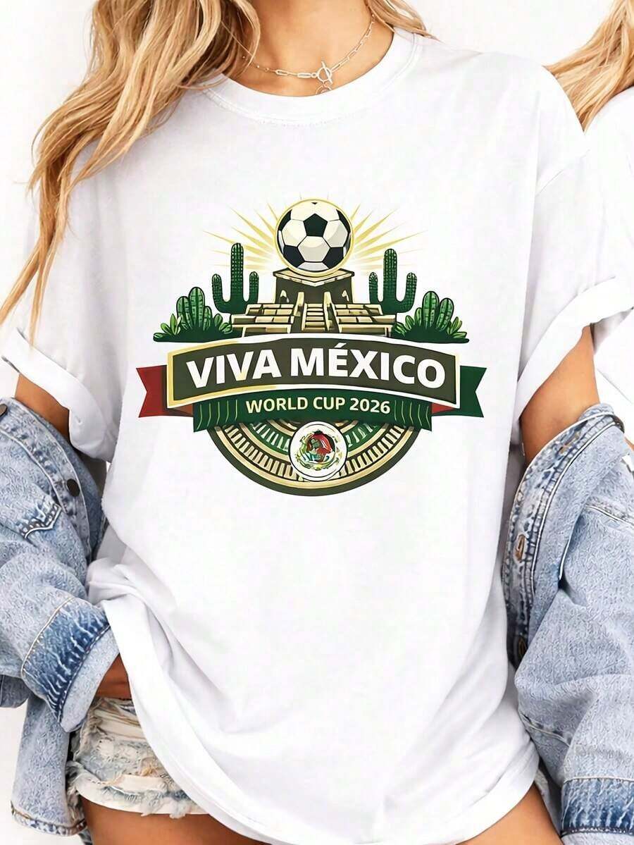 Minimalist Casual Shirt USA Canada Mexico World Cup T-Shirt Fan Shirt Graphic Tees Minimalist Casual Shirt USA World Cup "Same Country, Same Team" Minimalist Casual Shirt World Cup Resort Style Cotton Printed T-Shirt Summer Men's Casual Loose T-Shirt Suitable For Beach Resorts, Daily Wear, Home Leisure, Outdoor Activities Print, Plus Size 100% Cotton Football Shirt Unisexplayeras de mujer - Blanco - Ver 1