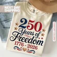 250th Anniversary T-Shirt: Retro USA Soft Cotton Tee Blouses For Women > Shirt Blouses For Ladies - 白色 - 查看 3