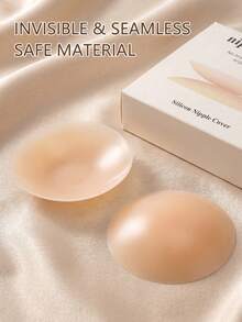 1 Pair Invisible Self-Adhesive Wear-Resistant Washable Nipple Covers, Suitable For Swimwear, Clothing, Tank Tops, Beach, Water Park, Swimming Pool, Daily Wear, Etc. Bath Essential, Invisible Coverage, Breathable Adhesion, Washable Material, Vacation Essential, Prevent Exposure - Silicone Pad - View 10