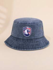 1件兒童刺繡水桶帽，透氣防曬帽，適合男孩和女孩，7月4日和夏季穿搭 - 1PC - 查看 8