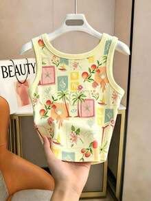 Camiseta de tirantes ajustada de unicolor con contraste para mujer - Multicolor 3 - Ver 2