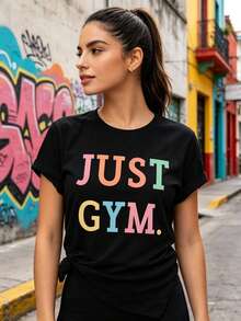 Limited Time Offer, Limited Quantities, Flash ! Women's Casual Shirts, Women's Polyester T-Shirts, Elegant Shirts. Women's Short-Sleeved Athletic T-Shirt - 黑色 - 查看 1