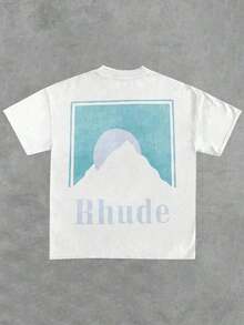 Premium Unisex Casual T-Shirts, Men's Graphic T-Shirt, Rhude 100% Cotton Casual T-Shirt - 白色 - 查看 3