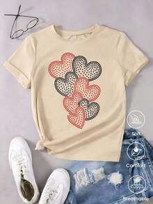 Cómodo Camiseta de cuello redondo y mangas cortas de ropa fashion, fabricada en México, para la temporada primavera-verano . Con estampado de dibujos animados, es un modelo de pareja, apta para usar tanto por dentro como por fuera, ideal para oficina y estilo casual, diseñada para hombres y mujeres, en unidad individual, playeras de mujer algodon - Albaricoque - Ver 6