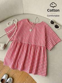 Camisa de mujer tejida a rayas verdes - Rojo - Ver 1
