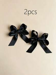 2pcs/3pcs Cotton Ribbon Fabric Solid Color Elegant Streamers Hair Clips, Versatile Daily, Party, School, Wedding Gift Hair Accessories, Ponytail Decor - Multicolor - View 14