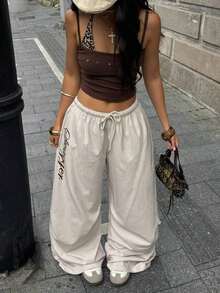 Women's Color-Blocked Parachute Pants For Spring And Summer Outings And Concerts - Apricot - View 2