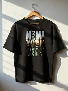 Short-Sleeve T-Shirt With American Tourist And Urban Style, Fashionable Short-Sleeve T-Shirt For Spring And Summer 2026, Made In Mexico, 180 Grams. Cartoon Print, Couple Design, Suitable For Indoor Or Outdoor Wear. Crew Neck, Unisex, Ideal For Office And Leisure. One-Piece Pack. - BK-P631577SLNDXZGY505 - 查看 1