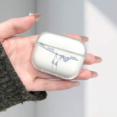 Ốp bảo vệ tai nghe Bluetooth vẽ tay tối giản hình cảnh biển mùa hè, phù hợp với 4/3/2/Pro 2/Pro, thời trang và bảo vệ tốt, món quà lý tưởng cho bạn bè, gia đình, bạn trai, bạn gái, kỷ niệm, Ngày Valentine, Năm mới, Eid, Lễ Phục sinh