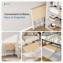 31.5 Inch Folding Computer Desk Metal Frame Oak Finish Space Saving Foldable Writing Gaming Workstation Mini Portable Desk For Home Office Bedroom Small Spaces - Maple - View 6