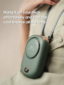 kinscoter 1 pieza Ventilador mini portátil recargable de 1800mAh, accesorio para camping, playa, viaje, vuelta al cole, enfriador de aire de verano para exteriores, ventilador de mano, ventilador personal de cintura, ventilador recargable - Verde - Ver 4