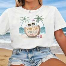 Women's Plus Size T-Shirt With Year Of The Horse 2026 Graphic Print | Casual Crew Neck, Medium Stretch Fabric, Ideal For Spring/Summer, Versatile For Everyday Wear, Shopping, Parties And Commuting. - 酒紅色 - 查看 4