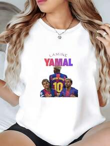 Inspired Players Showcasing Passion And Teamwork With Number 10 And Vibrant Energy In Red And Blue Tones. Women's Casual T-Shirt, Modern And Comfortable For Everyday Wear. - 白色 - 查看 8