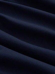 Vestido de línea A sencillo de unicolor para mujer con cintura fruncida y diseño de halter en forma de V - Azul marino - Ver 4
