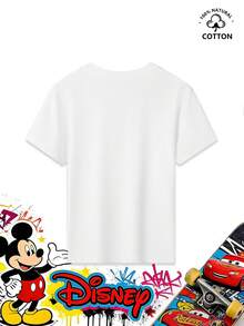 This Casual T-Shirt Is Suitable For Both Boys And Girls. It Features A Print Of Moana And Maui From Disney's Moana IP, Combining The Main Characters With Tropical Island Elements To Convey A Sense Of Courage And Healing. The Fabric Is Skin-Friendly And Breathable, Making It Comfortable And Cool To Wear In Summer. The Crew Neck Design Makes It Easy To Put On And Take Off. It Is Suitable For Various Occasions Such As Theme Park Visits, School Days, Outdoor Parties, And Family Vacations. It Goes Well With Jeans, Shorts, And Sweatpants. The Print Is Durable And Washable, And It Is Not Easy To Deform Or Fade. It Is A Practical Item In Your Child's Summer Wardrobe. - White - View 3