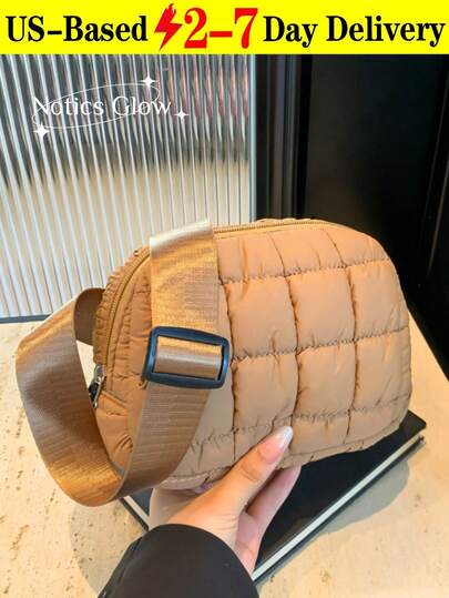 Quilted Puffy Waist Bag, Fashion, Super Comfy, Adjustable Crossbody Bag, Suitable For Women, Perfect For Running, Shopping, Hiking And Workout Organizer Storage Storage Bag Organization