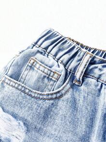 Jeans de pierna ancha para adolescentes, nuevos pantalones rectos con diseño bordado de moño, pantalones vaqueros holgados, pantalones vaqueros holgados para mujer, pantalones vaqueros holgados para niñas, pantalones vaqueros holgados para - Azul 3 - Ver 5