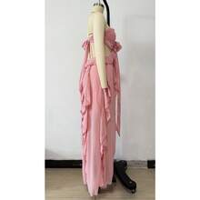 New Women's Summer Maxi Dress, Chiffon With Ruffles And Exclusive Combination, Ideal For Holidays - 粉色 - 查看 7
