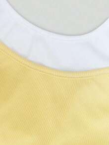 Top sin mangas de color contrastante, casual y de moda para el verano - Amarillo - Ver 3