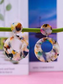 1 Pair Fashion Colorful Polka Dot Acrylic Geometric Water Drop Round Dangle Earrings, Suitable For Daily Wear - Colorful - View 2