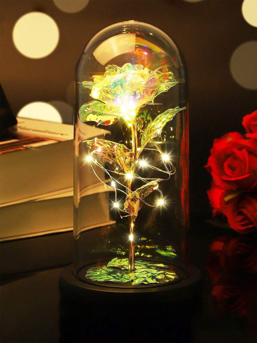 1朵永生玫瑰花灯,永恒玫瑰LED灯箔花,情人节礼物,送给女朋友,生日婚礼派对家居装饰 - 鑽石蝴蝶款 - 查看 1