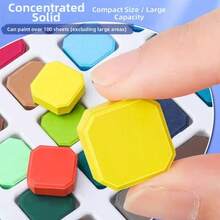 60/72 Color Full Set Pearlescent Solid Watercolor Paint Portable Painting Tools For Beginners ,72colors/60 Colorsof Solid Water Colour Painting Sets Learning Necessary Colour DIY Easy Applying Vivid Color Purely Lustre - Sets - View 3