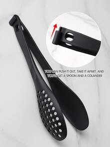 1pc 2-In-1 Plastic Food Tong Strainer, Detachable For Dual Use In Kitchen, Drain Noodles, Grill Steak, Salad, High Heat Resistant, Easy To Clean & Store - Multicolor - View 5